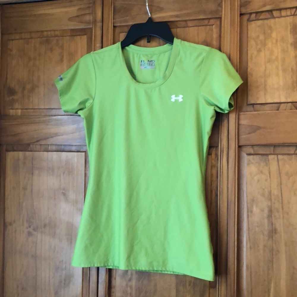 Under Armour Fitted Lime Green Dri Fit Tee Medium
